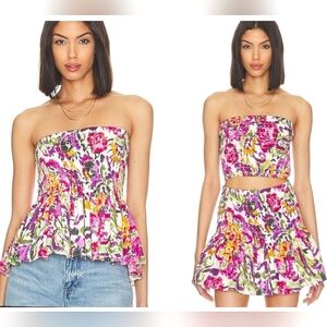 MISA LOS ANGELES Ina Convertible Mini Skirt/Top in Flora Splash. Size Small NWT